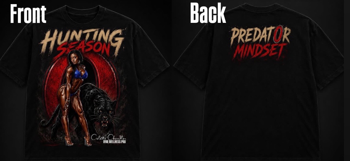 Front and back view of the Hunting Season / Predator Mindset t-shirt